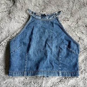 Denim Cropped Halter Top